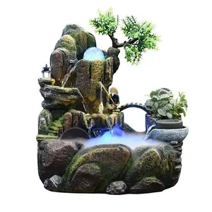 Fontaine d'intérieur moderne en résine, cascade, jardin, paysage, humidificateur pratique, scène de beauté, salon, maison