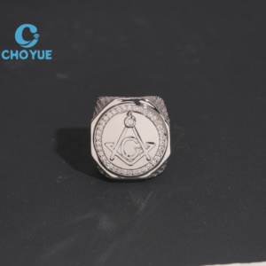 Hot Sale 925 Sterling SilverAG Masonic Moissanite Rings Mens Iced Out Moissanite HipHop Pass Diamond Test in Stock GRA - Product Image 1