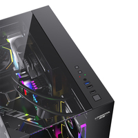 Casing Komputer ATX Panoramic Kaca Temper Berkualitas Pabrik Lovingcool, Full Tower Hitam untuk PC Gamer dengan Kipas RGB