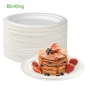 BioKing toptan 10 inç bölmesi Bagasse Fiber yuvarlak tepsi tek kullanımlık hamuru sofra kağıt plaka düğün parti için DDP abd/amerika - Product Image 2