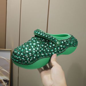 Sandalias Planas con diamantes de imitación de neón, suela gruesa, plataforma para exteriores y hogar, zapatos Sepatu 2025, zapatillas - Product Image 4