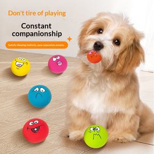 Palla Giocattolo per Cani con Suono, Giocattolo da Masticare in Gomma Resistente con Faccine Divertenti per la Dentizione dei Cuccioli, Gioco e Sollievo dall'Ansia - Product Image 1