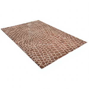 Alfombra de Lana Marrón Anudada a Mano, Diseño Geométrico Orgánico Moderno, Antideslizante, de Pelo Corto, para Sala de Estar y Hogar - Product Image 1