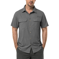 Chemise utilitaire homme en ripstop respirante grise pour activités de plein air et pêche, personnalisable avec marque privée d'usine, vente en gros