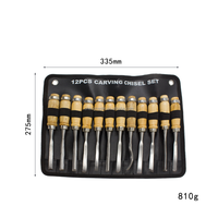 Ensemble professionnel de 12 ciseaux à bois manuels en acier à haute teneur en carbone pour la sculpture sur bois