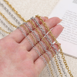 Chaîne en acier inoxydable pour bracelet et collier, maillons œuf dorés, 0.6 0.8 1mm, accessoires de bijoux DIY - Product Image 3