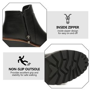 Stivaletti alla Moda da Donna <span class=keywords><strong>con</strong></span> <span class=keywords><strong>Tacco</strong></span> Basso e Grosso, Comodi Stivaletti <span class=keywords><strong>con</strong></span> Punta Rotonda e Cerniera Laterale, Scarpe da Donna - Product Image 3