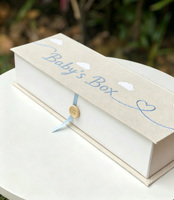 Boîte de rangement rigide en papier magnétique à rabat pour lingettes dentaires de bébé, jouets, brodée, coffret cadeau de naissance avec ruban