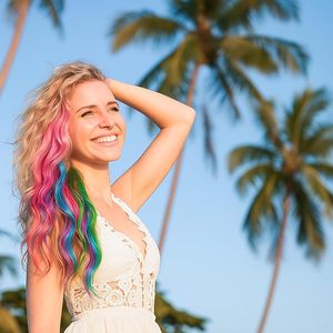 32 PCS Clip in Colored Hair Extensions for Kids, 20 Inches <b>Rainbow</b> Long Straight Hairpieces Synthetic - Product Image 5