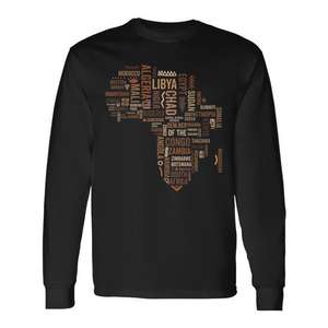Camiseta de manga larga con mapa de África, historias de países, orgullo negro, afroamericano - Product Image 1