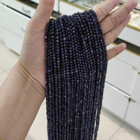 Pierre naturelle 2mm 3mm 4mm pierre précieuse ronde saphir perles rondes brillantes bijoux à bricoler soi-même cadeau