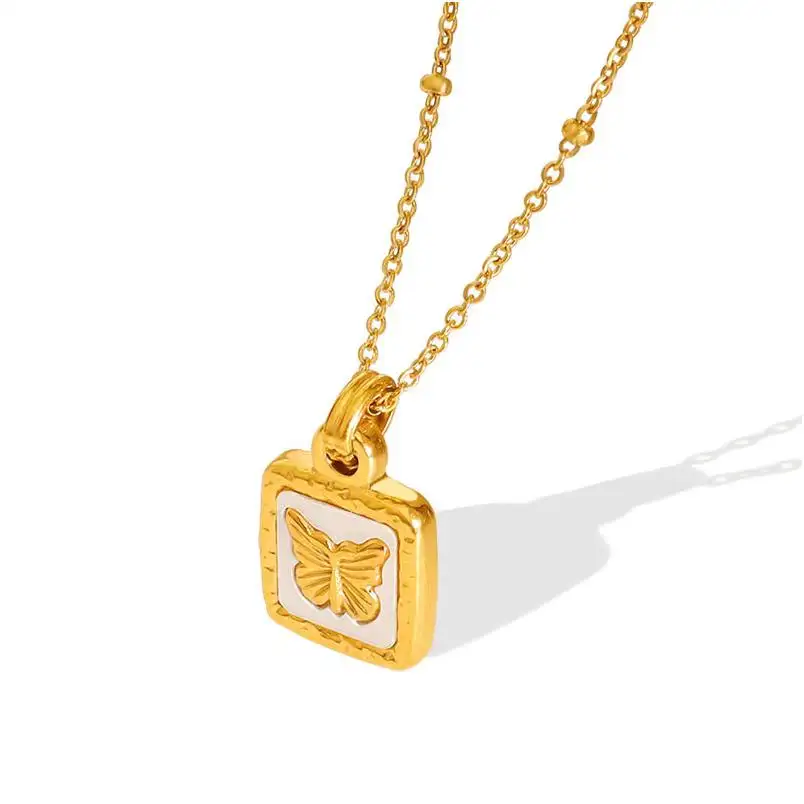 Kalp kolye kolye paslanmaz çelik hediye Charm 14 18K altın kabuk inci ilk elmas aşk gül kutusu tıknaz Ank kolye