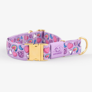 Bonito <span class=keywords><strong>collar</strong></span> de perro personalizado con hebilla de metal dorado, logotipo impreso de transferencia de calor, correa de cuello ajustable duradera para mascotas, suave y cómoda - Product Image 1