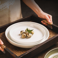 Assiettes plates en céramique de 8 pouces à bord élevé ensembles de vaisselle de restaurant moderne écologique plateaux de cuisine pour