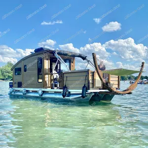 全屋船屋现代浮动屋浮动餐厅船屋水设备带卧室