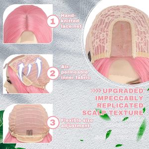 Parrucca Cosplay Premium Lunga Rosa con Stile Stratificato Realistico, Parrucche Sintetiche per Uso Quotidiano e Feste per Donne, Regalo Colorato - Product Image 2