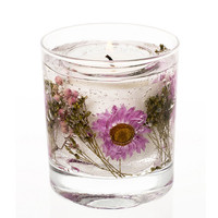 Nouvelle conception de bougie en gel parfumée à la cire de fleurs séchées dans un bocal en verre