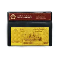 Изысканная ручная работа Камбоджа 50 KHR чистое золото 24k банкнота для украшения дома и деловой подарок с COA рамкой