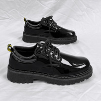 Chaussures habillées pour hommes en cuir synthétique brillant, style Derby britannique, à lacets, confortables, tendance printemps, décontractées, rehaussantes et à semelle épaisse