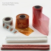 Film d'emballage pour saucisses comestibles, film rétractable de qualité alimentaire, matériau nylon/polyéthylène, rouleau rouge, couverture en plastique en forme de rouleau