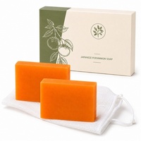 Savon Solide Corps Artisanal au Détachant Naturel de Kaki, Élimination Puissante des Odeurs, Antibactérien, Végétalien, Contrôle du Sébum, Anti-Acné, Nettoyage en Profondeur