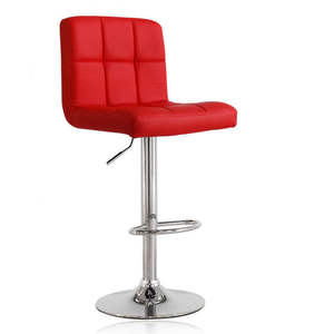 Modern Faux PU Leather <b>Bar</b> <b>Stool</b> Grid Quilted Back Chrome Metal Base Adjustable <b>Swivel</b> Counter Chair for Home <b>Bar</b> Restaurant Hot - Product Image 5