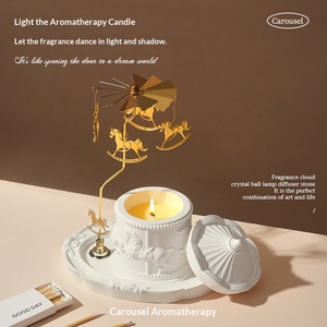 Rotating Carousel Scented <b>Candle</b> Holder Set with Tray and Lid Luxury Home Decor for Wedding Birthday Gift Ideas - Product Image 3
