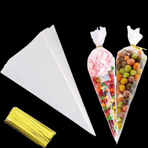 2024 trasparente BOPP Opp cono di plastica tubatura caramelle Sandwich sacchetto regalo triangolo cibo cioccolato dolce Popcorn sacchetto di imballaggio - Product Image 3