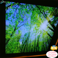 Guangzhou Lumineux Faux Pvc 3D Ciel Bleu avec Ange Plafond Extensible Design Mural pour la Rénovation de Maison