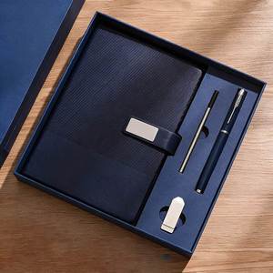 Custom Logo Corporate Giveaways Promotional Business A5 <b>Leather</b> Cover Hardcover Journal <b>Notebook</b> Gift Set with Pen <b>Refill</b> USB - Product Image 5