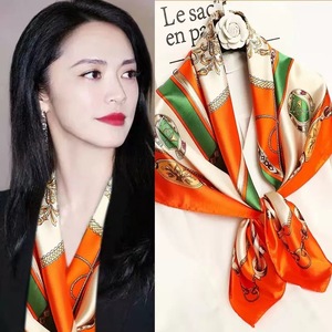 Stagione primaverile nuovo stile <span class=keywords><strong>Vintage</strong></span> punto grande quadrato in poliestere materiale motivo geometrico sciarpa modello per le donne festa della mamma regalo - Product Image 5