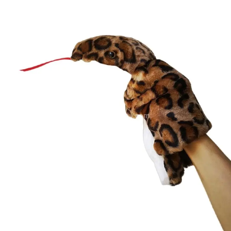 Yılan özel Logo kukla yumuşak hayvan oyuncak dolması peluş yılan parmak kukla