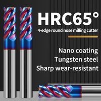 Fraise à bout rond à 4 dents en carbure HRC65, outils de fraisage en acier allié au tungstène pour machines CNC
