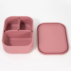 Boîte à lunch en silicone étanche Boîte à bento de qualité alimentaire avec 3 compartiments amovibles Conception de conservation pour enfants et adultes - Product Image 2