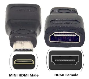 Version 1.4 MINI HDMI mâle vers HDMI femelle standard mini HDMI adaptateur haute définition adaptateur audio et vidéo.