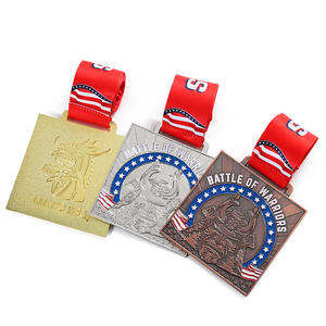 מדליית הקרב צורה מרובע מדליות ספורט למות הליהוק אמייל סגסוגת אבץ זהב כסף מצופה מדליות מותאמות אישית עם סרט - Product Image 2