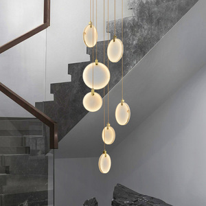<span class=keywords><strong>Lustre</strong></span> minimaliste moderne en <span class=keywords><strong>cuivre</strong></span> albâtre pour le salon <span class=keywords><strong>et</strong></span> l'escalier en colimaçon Duplex Building Villa Suspension - Product Image 3