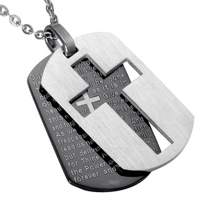 ARNAN gioielli collana croce di alta qualità da uomo bibbia versetto collana con ciondolo gioielli Dog Tag supporto pattern di testo di personalizzazione - Product Image 3
