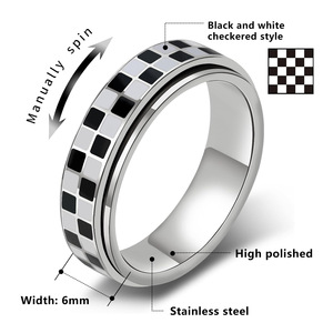 Classic Women Ring Racing <strong>Flag</strong> Black and White Chessboard Grid Rotatable Ring - Product Image 6