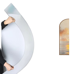 Incassable auto-adhésif sans cadre rectangulaire PS matériel doux miroir verre réfléchissant moderne Art déco Design pour hôtel maison - Product Image 1