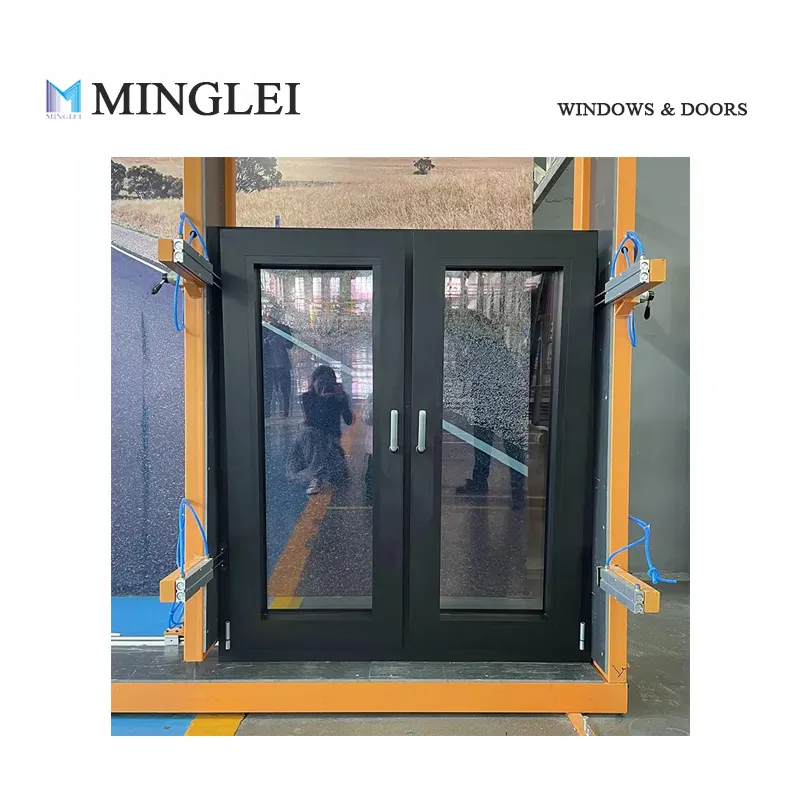 Minglei European standard thermal break aluminium triple pane windows triple glazed windows