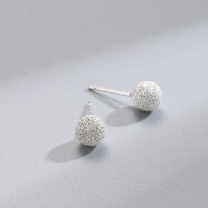 Pendientes <span class=keywords><strong>de</strong></span> Botón <span class=keywords><strong>de</strong></span> Plata <span class=keywords><strong>de</strong></span> Ley 925 con Bola <span class=keywords><strong>de</strong></span> Oro <span class=keywords><strong>de</strong></span> 18K <span class=keywords><strong>de</strong></span> 3/4/5/6 mm con Cuentas Esmeriladas para Mujer, Joyería Fina, Accesorios para Orejas - Product Image 6