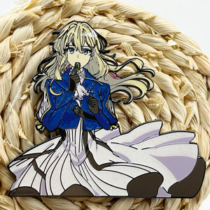 Spilla in lega di Anime viola <span class=keywords><strong>Evergarden</strong></span> da 10cm spille a bottone a fumetti spille per vestiti accessori smaltati con distintivo dei cartoni animati - Product Image 4