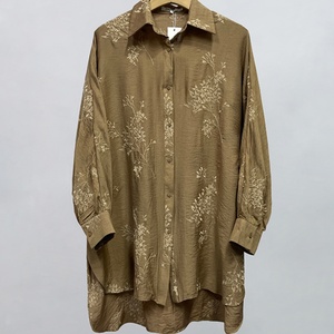 Chemises en coton à imprimé floral tricoté personnalisées OEM ODM, chemises décontractées à manches longues respirantes pour femmes, mode été - Product Image 4