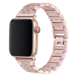 سوار معدني بحلية ألماسية قابلة للتعديل, سوار معصم قابل للتعديل ، يتوافق مع iWatch SE Series 7/6/5/4/3/2/1 ، عروض هائلة