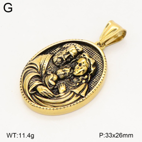 Ciondoli Religiosi in Acciaio Inossidabile Placcati Oro 18K, Esagonali con <span class=keywords><strong>Simboli</strong></span> Animali in Rilievo, per Collane e Bracciali - Vendita all'Ingrosso - Product Image 4