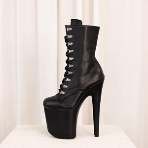 Modèles de mode gothique, bottes à lacets pour femmes de 20 <span class=keywords><strong>cm</strong></span>, bottes à lacets sexy, fétichisme, boîte de nuit, danse sur piquet, travestissement, bout rond, nouveauté - Product Image 5