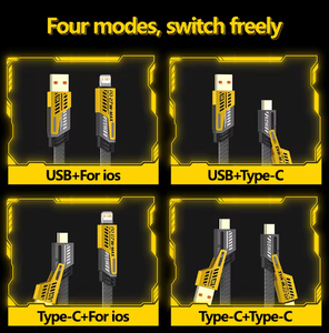 Alta calidad PD 27W 65W 4 1 Cable de datos de carga rápida para Iphone Venta caliente Nylon trenzado Aleación de zinc USB Tipo-C Cable 2m 3m - Product Image 6