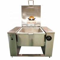Plaque de cuisson inclinable électrique ou à gaz / Poêle à braiser |   Casserole à fond plat pour une cuisson uniforme, roulettes pour le vidange, couvercle verrouillable