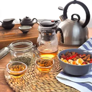 Caffettiera in vetro CnGlass resistente al calore tazza da tè borosilicato premere il pulsante di vetro teiera con infusore rimovibile